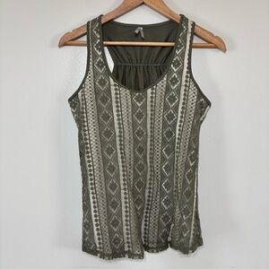 Vanity Y2K Forest Green Embroidered Lined Tank Top Size M